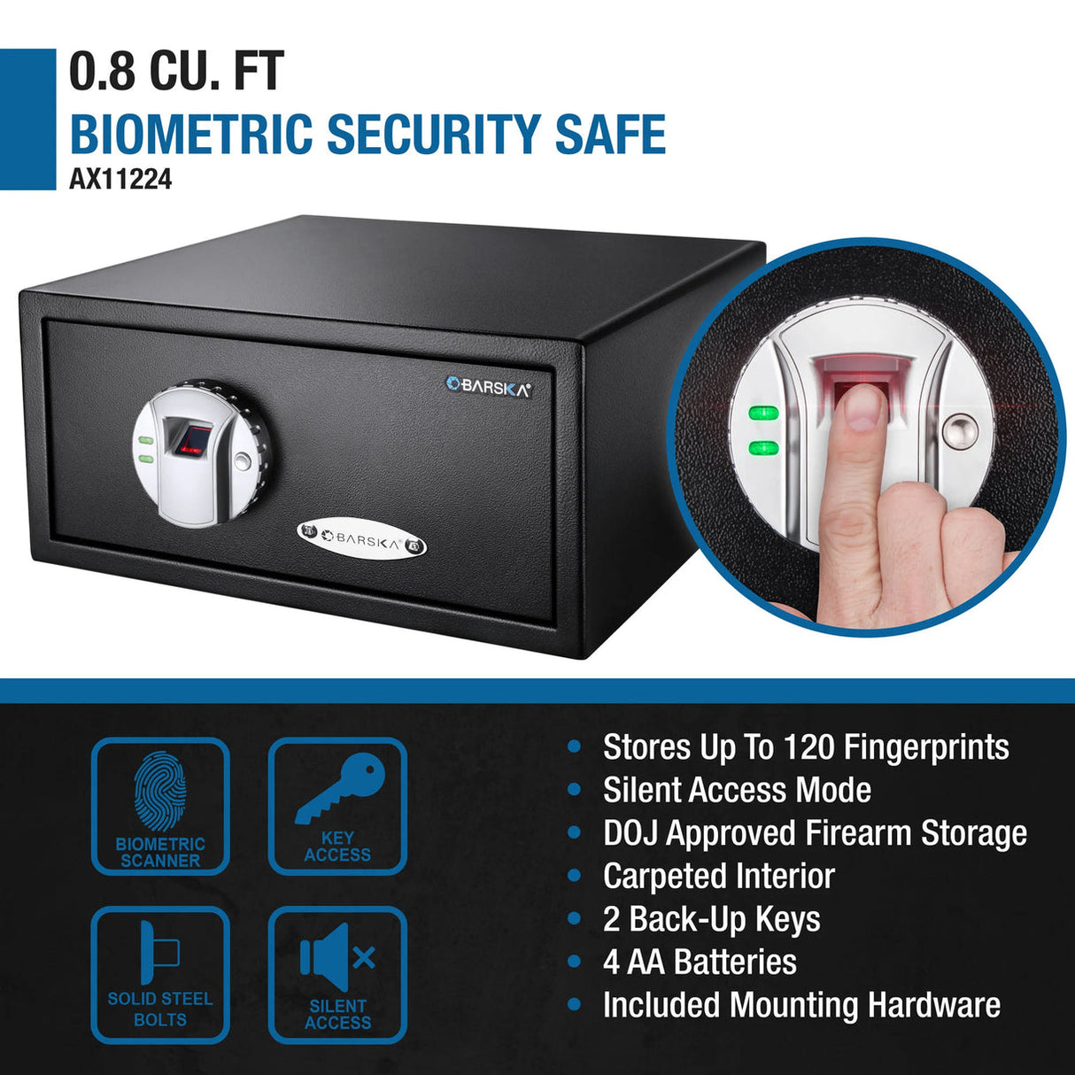 Barska BIOMETRIC Security Safe 0.8 CUBIC FT