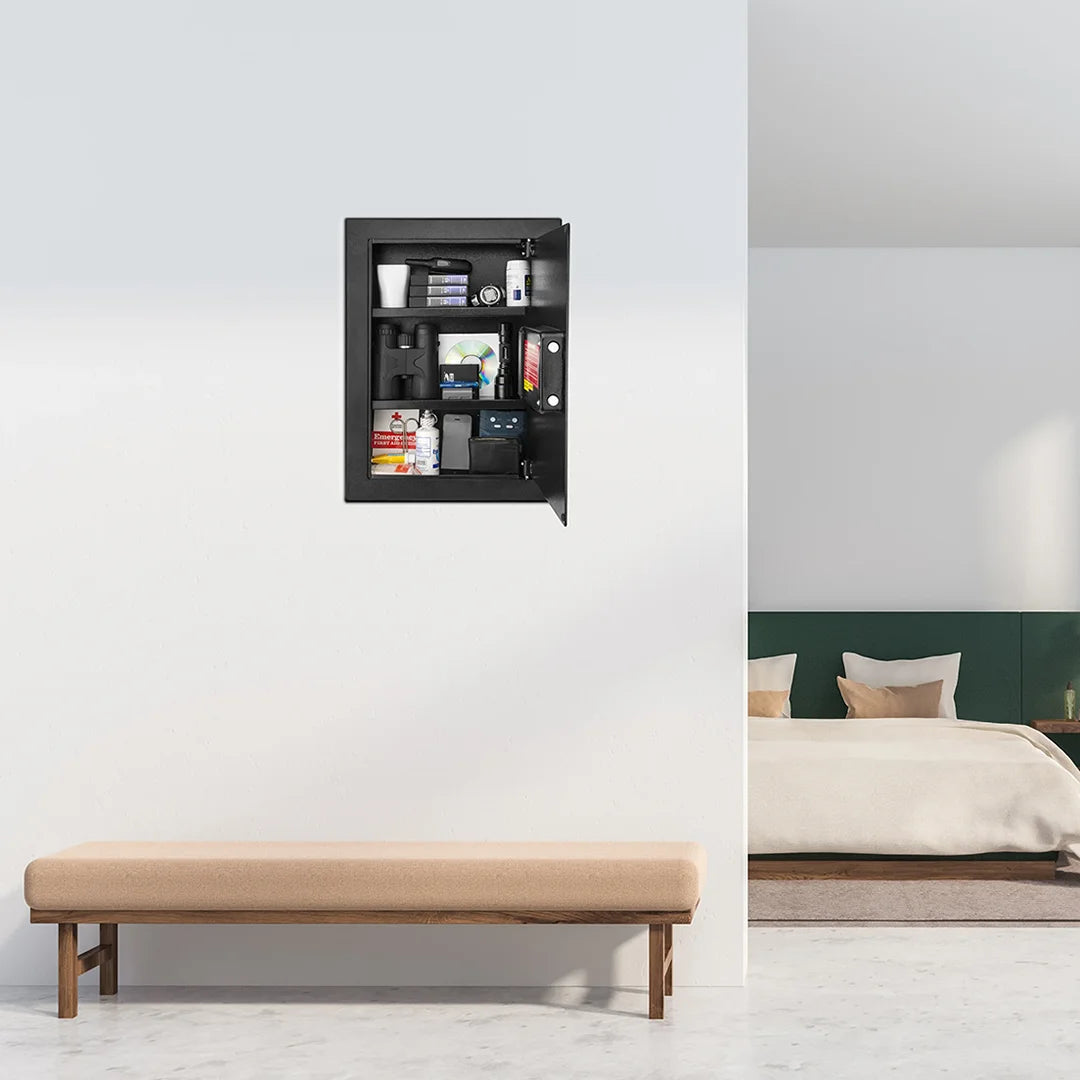 Barska BIOMETRIC Wall Safe 0.52 CUBIC FT left opening