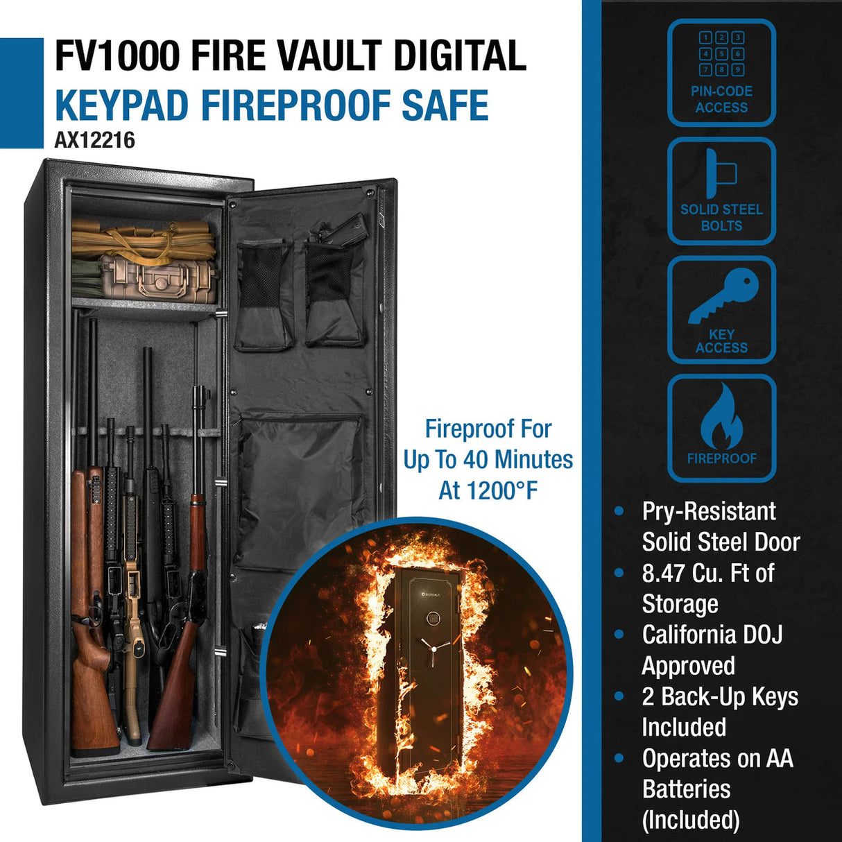 Barska Fireproof Safe Vault 8.47 CUBIC FT Tall