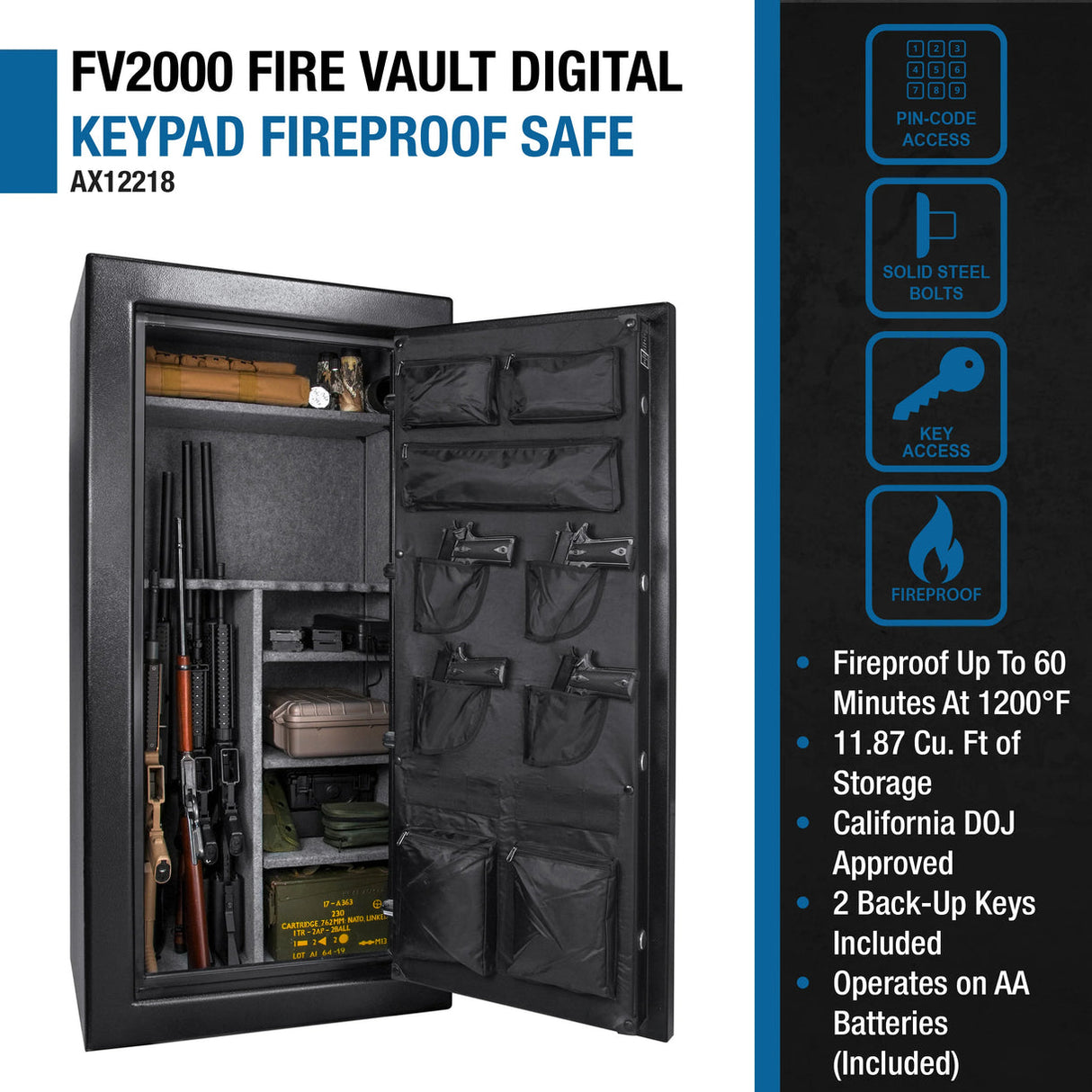 Barska Fireproof Safe Vault 11.87 CUBIC FT Tall