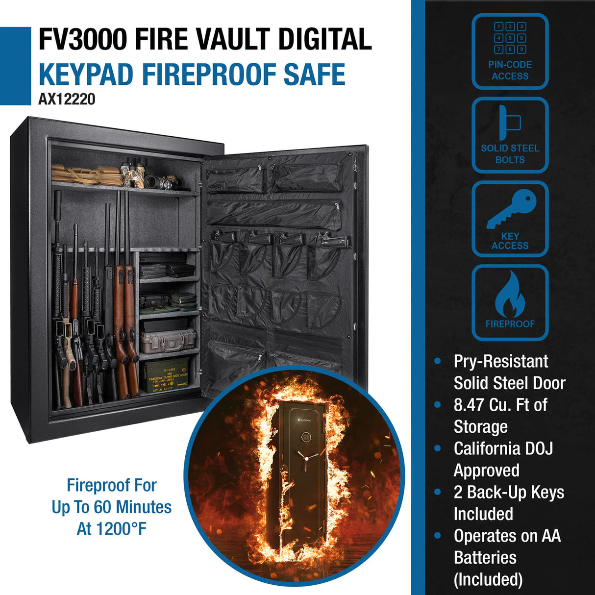 Barska FIREPROOF Safe Vault 19.97 CUBIC FT Tall