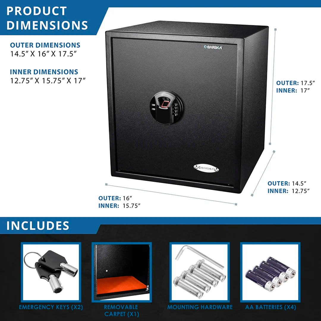 Barska BIOMETRIC Keypad Safe 1.94 CUBIC FT
