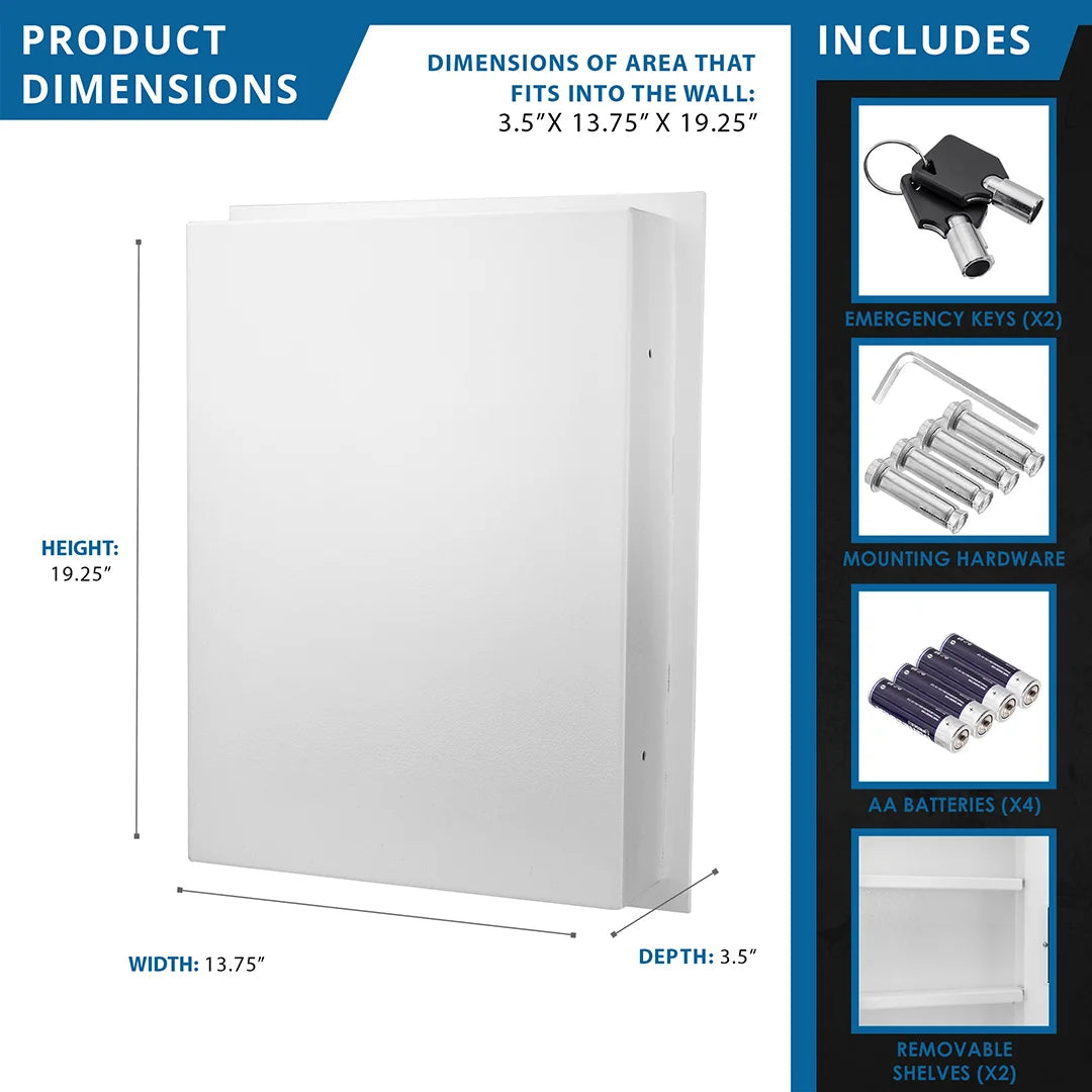 Barska BIOMETRIC Wall Safe 0.52 CUBIC FT WHITE
