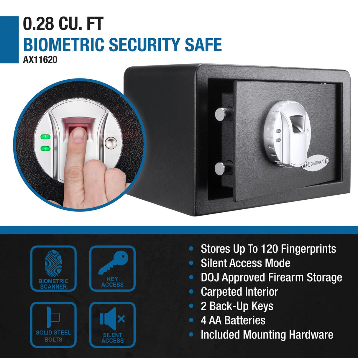 Barska BIOMETRIC Security Safe 0.29 CUBIC FT