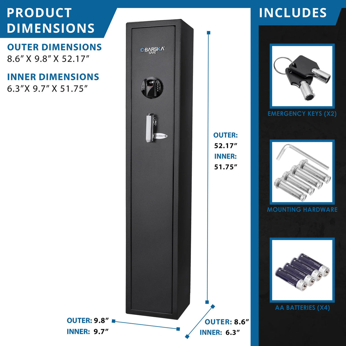Barska BIOMETRIC Keypad Safe  1.83 CU FT