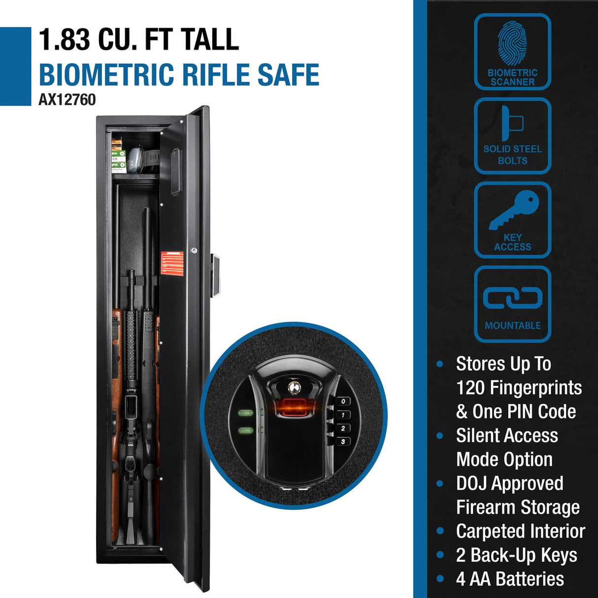 Barska BIOMETRIC Keypad Safe  1.83 CU FT