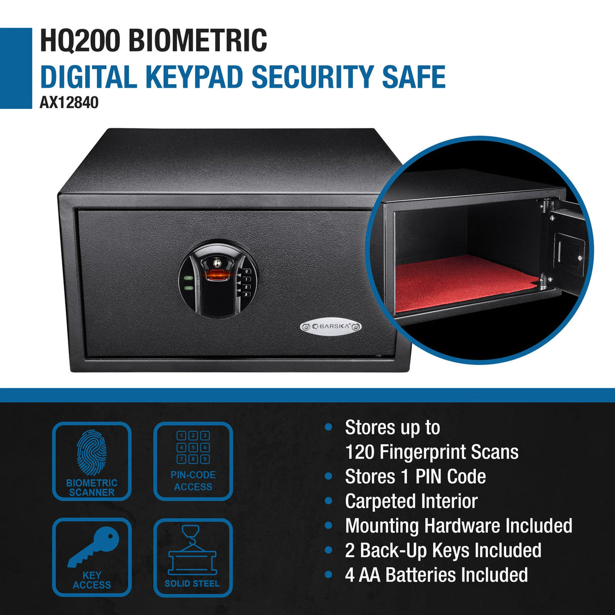 Barska BIOMETRIC Keypad safe 0.99 CUBIC FT
