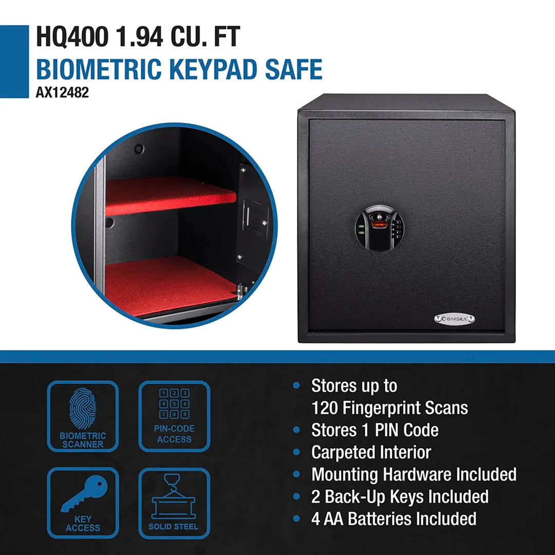Barska BIOMETRIC Keypad Safe 1.94 CUBIC FT