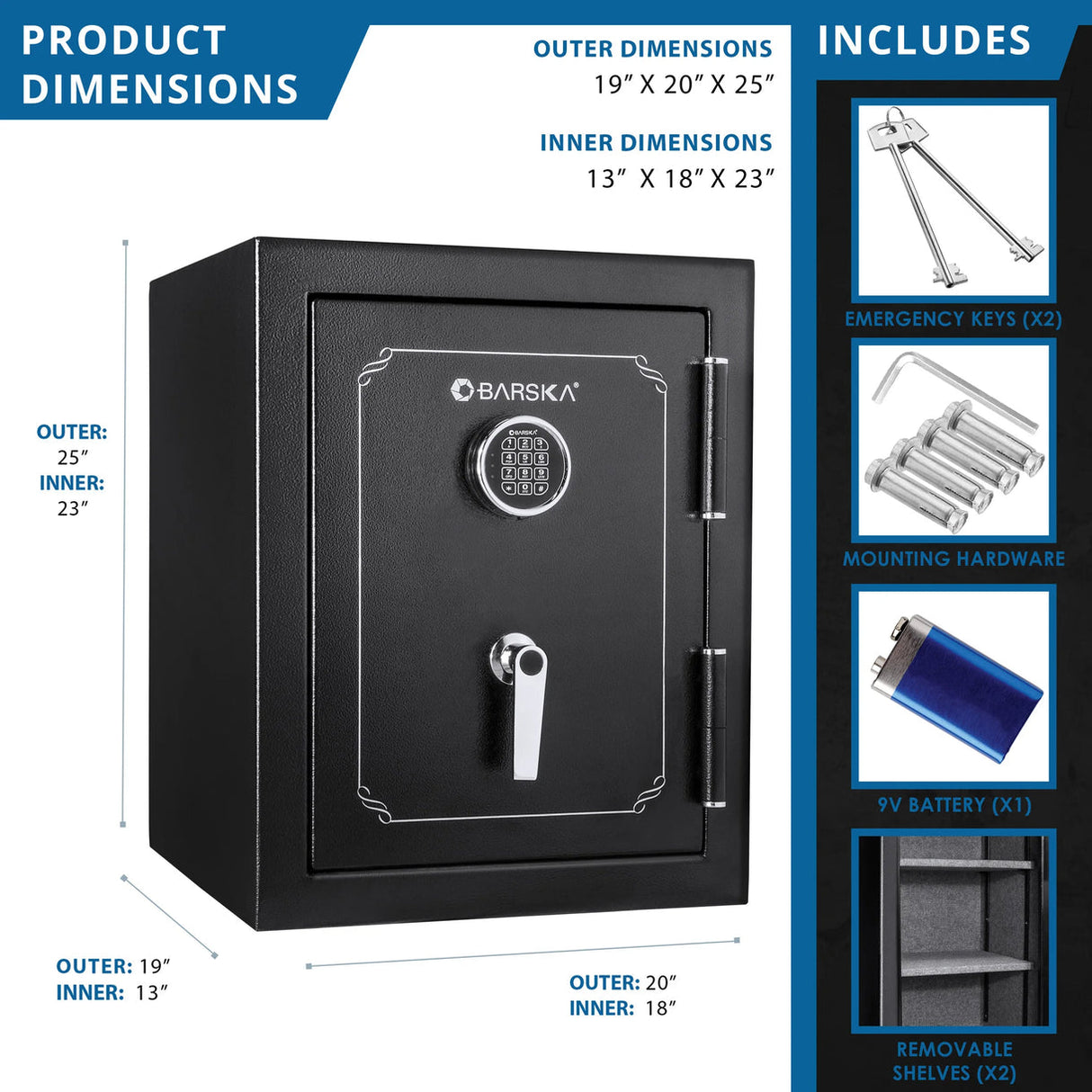 Barska 3.51 CUBIC FT Fireproof Safe Vault