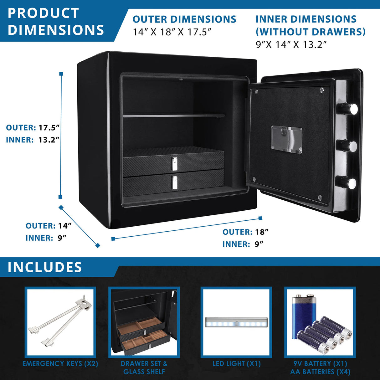Barska 1.01 CUBIC FT Black Jewelry Safe V2