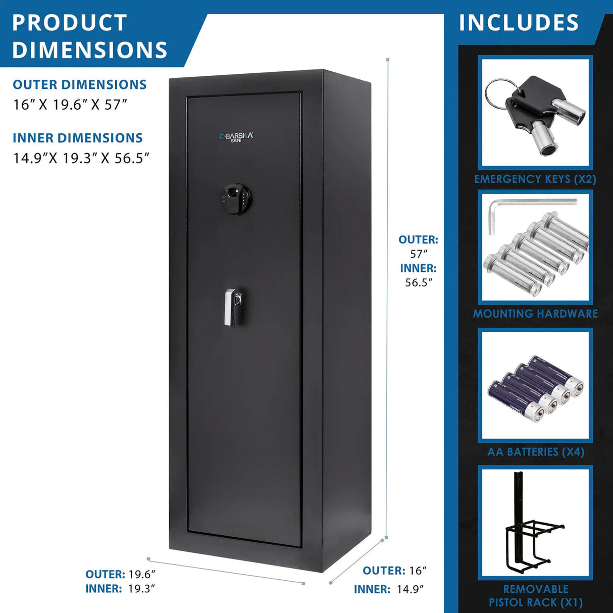 Barska 9.33 CUBIC FT Biometric Key Pad  Safe